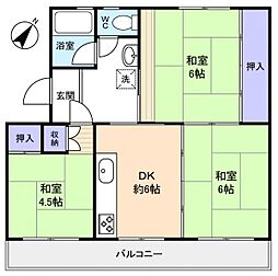 高津団地5-11 3DKの間取図画像