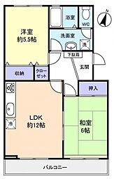 サンルミエール 2LDKの間取図画像