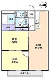 シティハイツ波切 2LDKの間取図画像