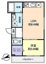 コンフォート薬園台 1LDKの間取図画像