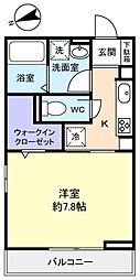 フェリーチェ緑が丘 1Kの間取図画像
