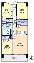 グランソシア船橋芽吹の杜 3LDKの間取図画像