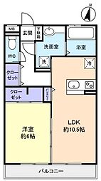 薬円台壱番館A 1LDKの間取図画像
