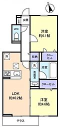 アバンティ八千代緑が丘弐番館 2LDKの間取図画像