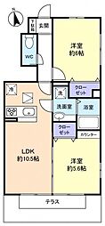 アメジストゆりの木 2LDKの間取図画像