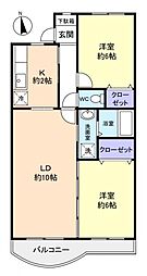 フォーレスト 2LDKの間取図画像