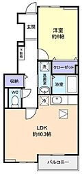ヴァンベール 1LDKの間取図画像