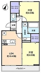 ハピネスA 2LDKの間取図画像