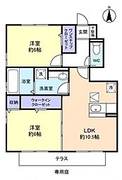 ソレイユB 2LDKの間取図画像
