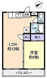フラワーハイツ 1LDKの間取図画像