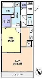リヴェール 1LDKの間取図画像