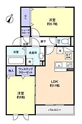 八千代の杜ノースヒルK棟 2LDKの間取図画像