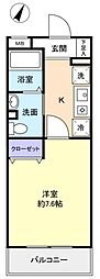 サンハイム久保田 1Kの間取図画像