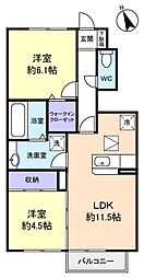 ロイヤルコートD 2LDKの間取図画像