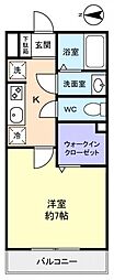 エピック薬円台 1Kの間取図画像