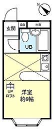 ベルピア八千代台2-2 ワンルームの間取図画像