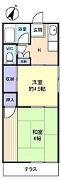 クリーンハイツ 1階2DKの間取り