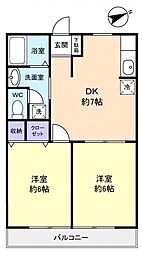 メゾン・ナカムラ5 2DKの間取図画像
