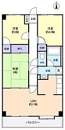 グリーンアーク勝田台 3LDKの間取図画像