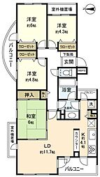 レクセルガーデン志津壱番館 4LDKの間取図画像