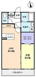 アヴェニール志津A 1LDKの間取図画像