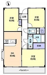 グリーンハイツ2稲垣 3DKの間取図画像