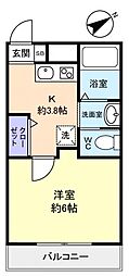 パークアザレア 1Kの間取図画像