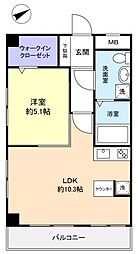ティアラ村上3 1LDKの間取図画像