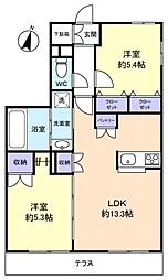 Alcyone Shizu 2LDKの間取図画像
