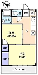 勝田フラワーマンション 2Kの間取図画像