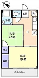 勝田フラワーマンション 2Kの間取図画像