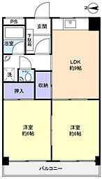 東八コーポ 2LDKの間取図画像