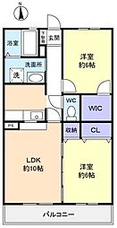 サンフラワー村上 2LDKの間取図画像