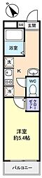 ルシェネ3 1Kの間取図画像