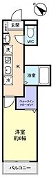 MELDIA京成大和田2 1Kの間取図画像