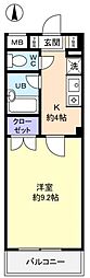 ヴィルヌーブ・カーサ 1Kの間取図画像
