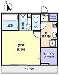 ソレイユ 1Kの間取図画像