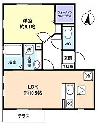 サイドリバーN 1LDKの間取図画像