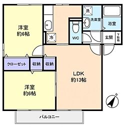 K'sシャンブル5 2LDKの間取図画像