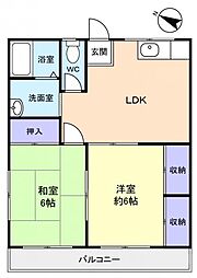 第2マツキマンション 2DKの間取図画像