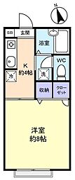 ピアノーブル 1Kの間取図画像