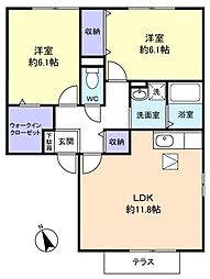 ヴィラ・エスポワール 2LDKの間取図画像