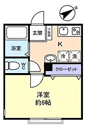 BernhardYatsu(ベルンハルト谷津) 1Kの間取図画像