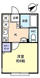 BernhardYatsu(ベルンハルト谷津) 1Kの間取図画像