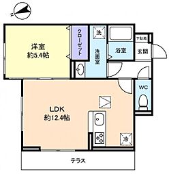 D-セリアス前原東 1LDKの間取図画像