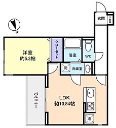 D-セリアス前原東 1LDKの間取図画像
