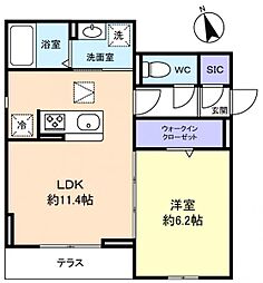 D-セリアス前原東 1LDKの間取図画像