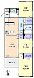 千葉市稲毛区稲毛東5丁目マンション 3LDKの間取図画像