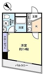 ビラビスタ津田沼 1Kの間取図画像