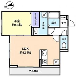 D-セリアス前原東 1LDKの間取図画像